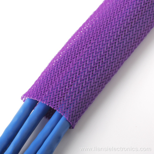 Purple pet braided sleeving for cable